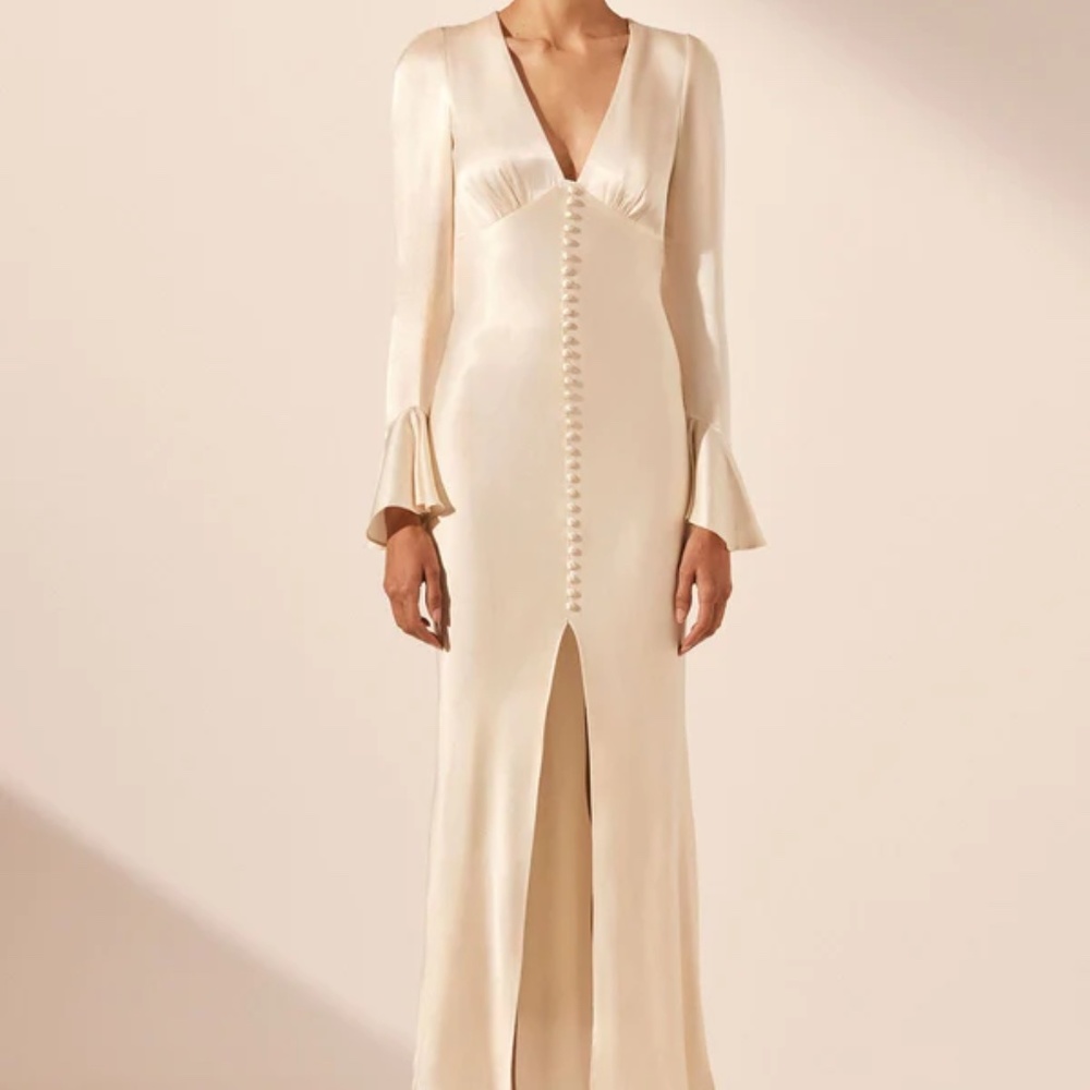 Shona Joy La Lune Frill Cuff Bias Midi Dress Size 2